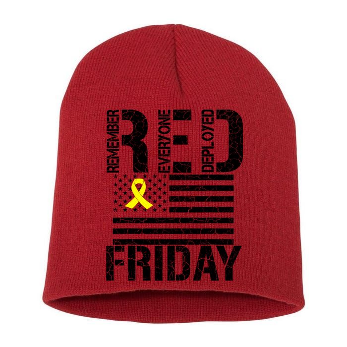 R.E.D. Remember Everyone Deployed Red Friday Short Acrylic Beanie