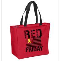 R.E.D. Remember Everyone Deployed Red Friday Zip Tote Bag