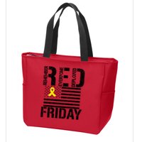 R.E.D. Remember Everyone Deployed Red Friday Zip Tote Bag