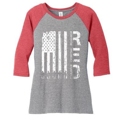 Red Remember Everyone Deployed Military Friday Wear Veterans Women's Tri-Blend 3/4-Sleeve Raglan Shirt