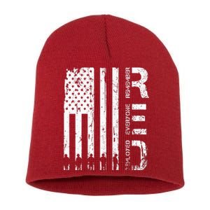 Red Remember Everyone Deployed Military Friday Wear Veterans Short Acrylic Beanie