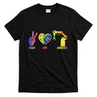 Robot Robotics Engineer Female Girl Peace Love Robotics T-Shirt