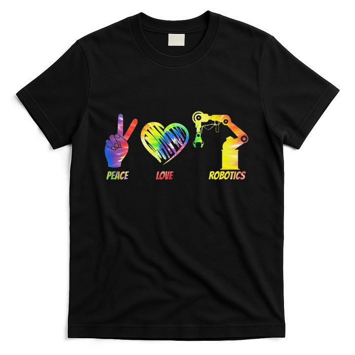 Robot Robotics Engineer Female Girl Peace Love Robotics T-Shirt