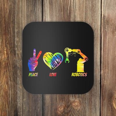 Robot Robotics Engineer Female Girl Peace Love Robotics Coaster