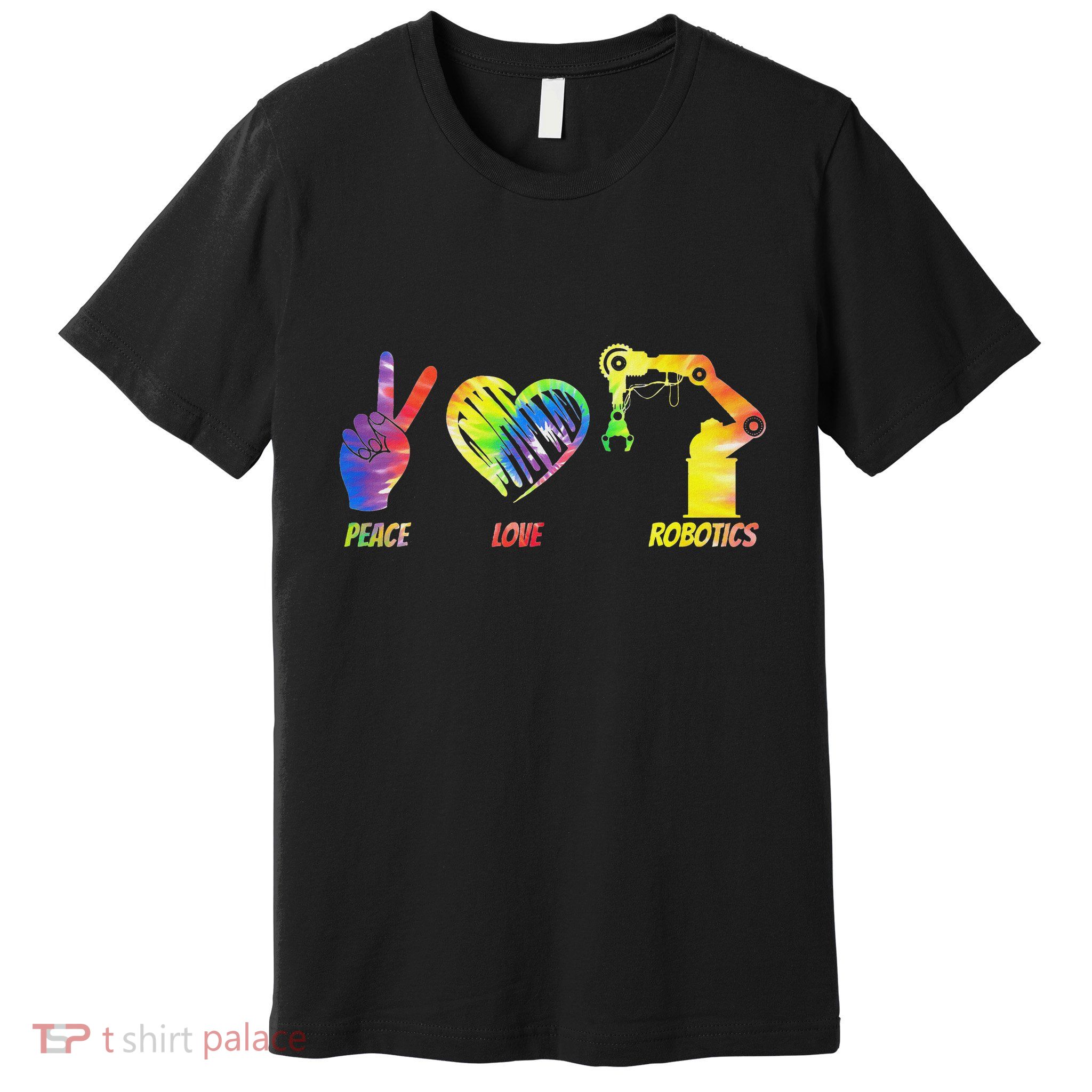 Robot Robotics Engineer Female Girl Peace Love Robotics Premium T-Shirt