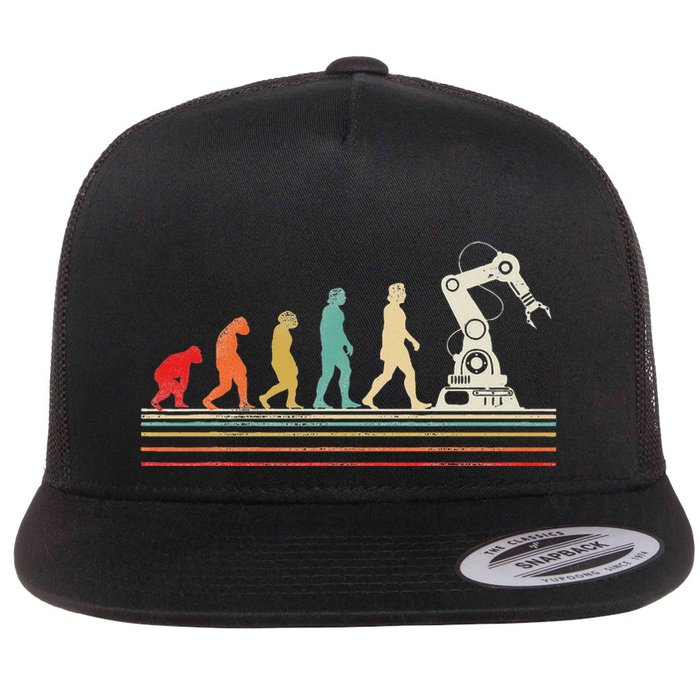 Robot Robotics Engineer Retro Vintage Flat Bill Trucker Hat