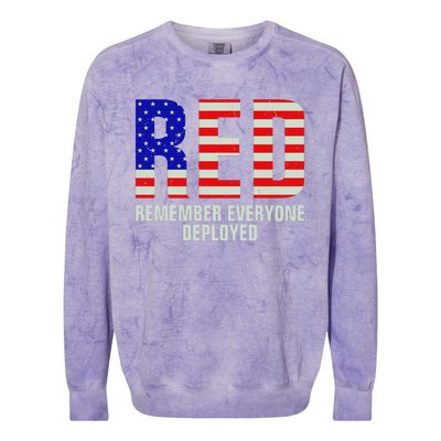 RED Remember Everyone Deployed Grunge Flag Colorblast Crewneck Sweatshirt