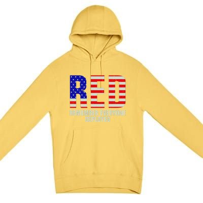 RED Remember Everyone Deployed Grunge Flag Premium Pullover Hoodie