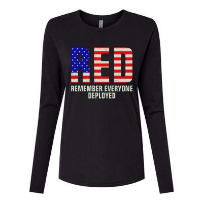 RED Remember Everyone Deployed Grunge Flag Womens Cotton Relaxed Long Sleeve T-Shirt