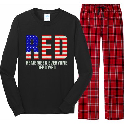 RED Remember Everyone Deployed Grunge Flag Long Sleeve Pajama Set