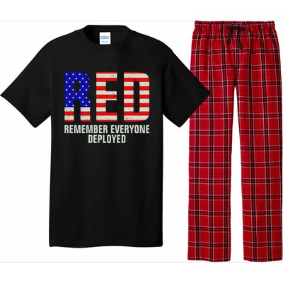 RED Remember Everyone Deployed Grunge Flag Pajama Set