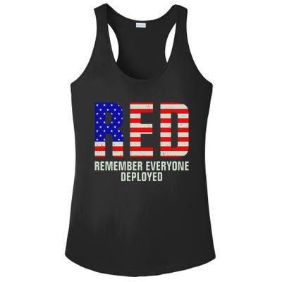 RED Remember Everyone Deployed Grunge Flag Ladies PosiCharge Competitor Racerback Tank