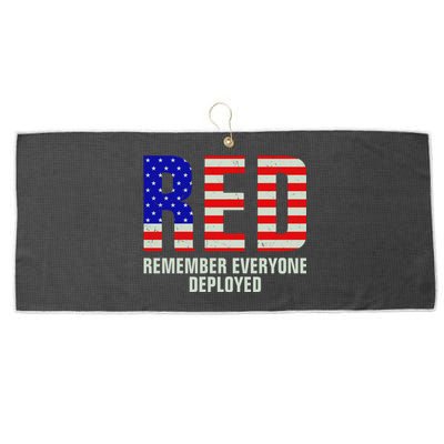 RED Remember Everyone Deployed Grunge Flag Large Microfiber Waffle Golf Towel