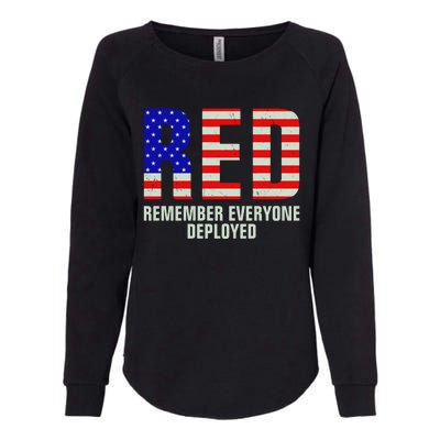 RED Remember Everyone Deployed Grunge Flag Womens California Wash Sweatshirt