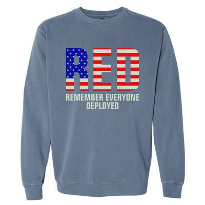 RED Remember Everyone Deployed Grunge Flag Garment-Dyed Sweatshirt