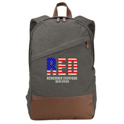 RED Remember Everyone Deployed Grunge Flag Cotton Canvas Backpack