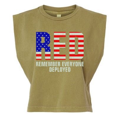 RED Remember Everyone Deployed Grunge Flag Garment-Dyed Women's Muscle Tee