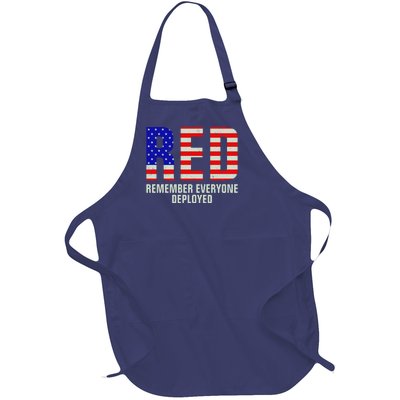 RED Remember Everyone Deployed Grunge Flag Full-Length Apron With Pockets