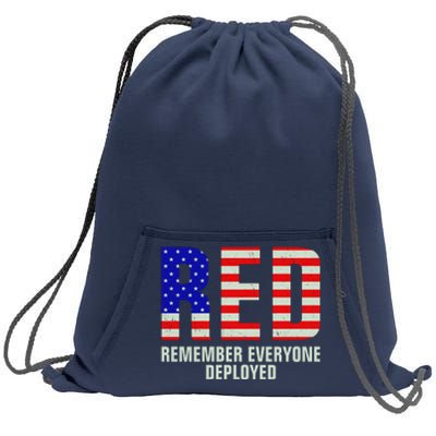 RED Remember Everyone Deployed Grunge Flag Sweatshirt Cinch Pack Bag