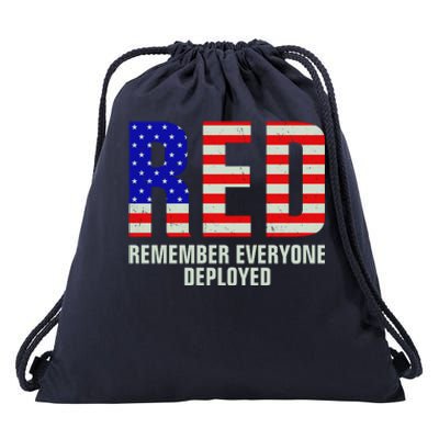 RED Remember Everyone Deployed Grunge Flag Drawstring Bag