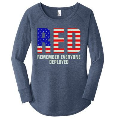 RED Remember Everyone Deployed Grunge Flag Women's Perfect Tri Tunic Long Sleeve Shirt