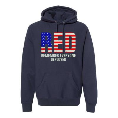 RED Remember Everyone Deployed Grunge Flag Premium Hoodie