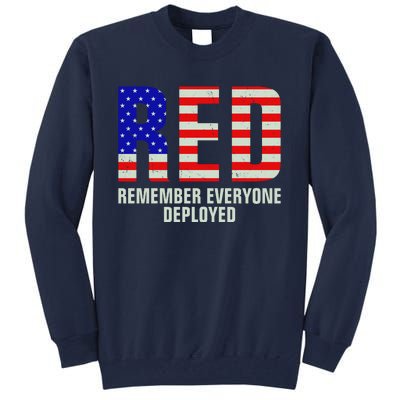 RED Remember Everyone Deployed Grunge Flag Tall Sweatshirt