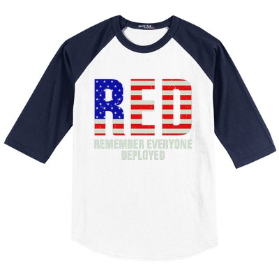 RED Remember Everyone Deployed Grunge Flag Baseball Sleeve Shirt