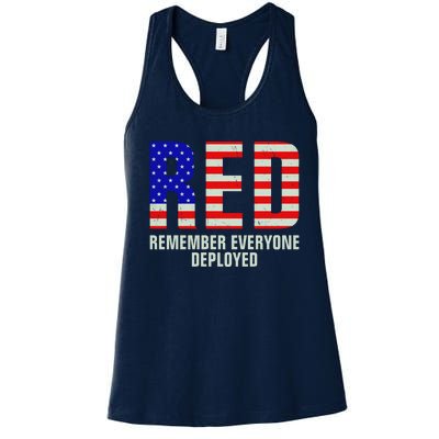 RED Remember Everyone Deployed Grunge Flag Women's Racerback Tank