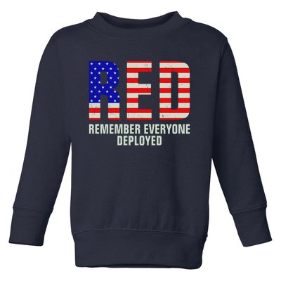 RED Remember Everyone Deployed Grunge Flag Toddler Sweatshirt