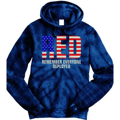 RED Remember Everyone Deployed Grunge Flag Tie Dye Hoodie