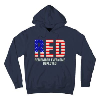 RED Remember Everyone Deployed Grunge Flag Tall Hoodie