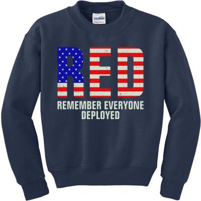 RED Remember Everyone Deployed Grunge Flag Kids Sweatshirt