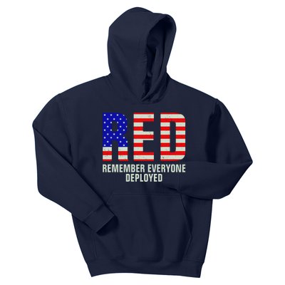 RED Remember Everyone Deployed Grunge Flag Kids Hoodie