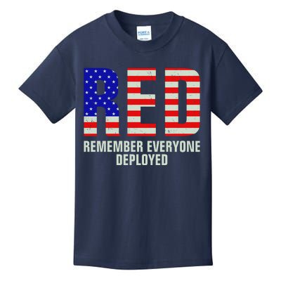 RED Remember Everyone Deployed Grunge Flag Kids T-Shirt