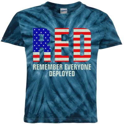 RED Remember Everyone Deployed Grunge Flag Kids Tie-Dye T-Shirt