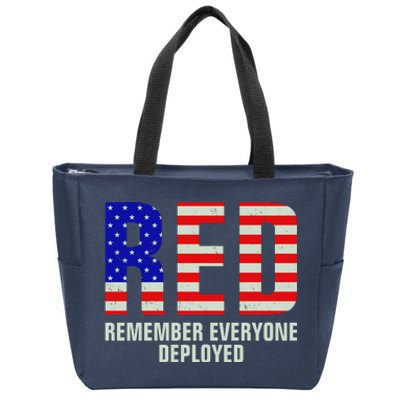 RED Remember Everyone Deployed Grunge Flag Zip Tote Bag