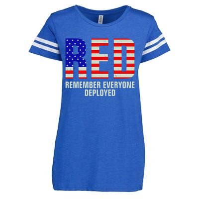 RED Remember Everyone Deployed Grunge Flag Enza Ladies Jersey Football T-Shirt