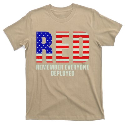 RED Remember Everyone Deployed Grunge Flag T-Shirt