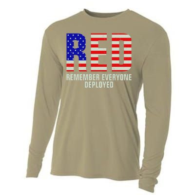 RED Remember Everyone Deployed Grunge Flag Cooling Performance Long Sleeve Crew