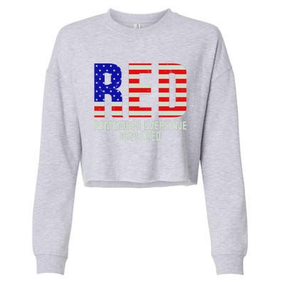 RED Remember Everyone Deployed Grunge Flag Cropped Pullover Crew