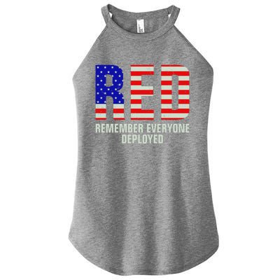 RED Remember Everyone Deployed Grunge Flag Women's Perfect Tri Rocker Tank