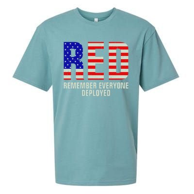 RED Remember Everyone Deployed Grunge Flag Sueded Cloud Jersey T-Shirt