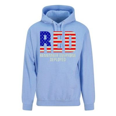 RED Remember Everyone Deployed Grunge Flag Unisex Surf Hoodie