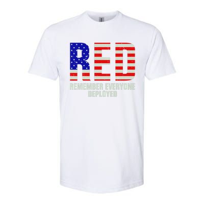 RED Remember Everyone Deployed Grunge Flag Softstyle CVC T-Shirt