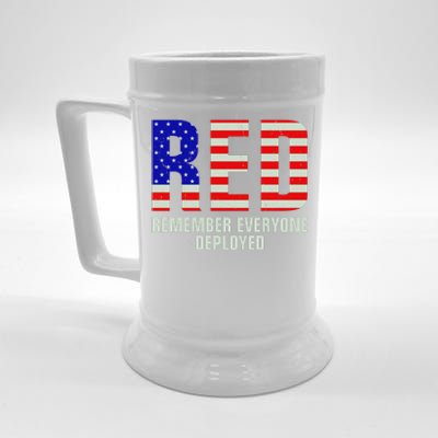 RED Remember Everyone Deployed Grunge Flag Beer Stein