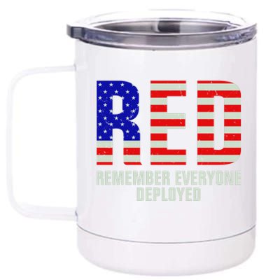 RED Remember Everyone Deployed Grunge Flag 12 oz Stainless Steel Tumbler Cup