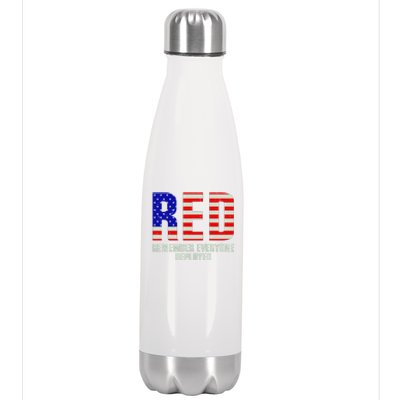 RED Remember Everyone Deployed Grunge Flag Stainless Steel Insulated Water Bottle