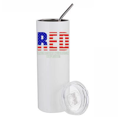 RED Remember Everyone Deployed Grunge Flag Stainless Steel Tumbler