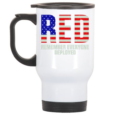 RED Remember Everyone Deployed Grunge Flag Stainless Steel Travel Mug